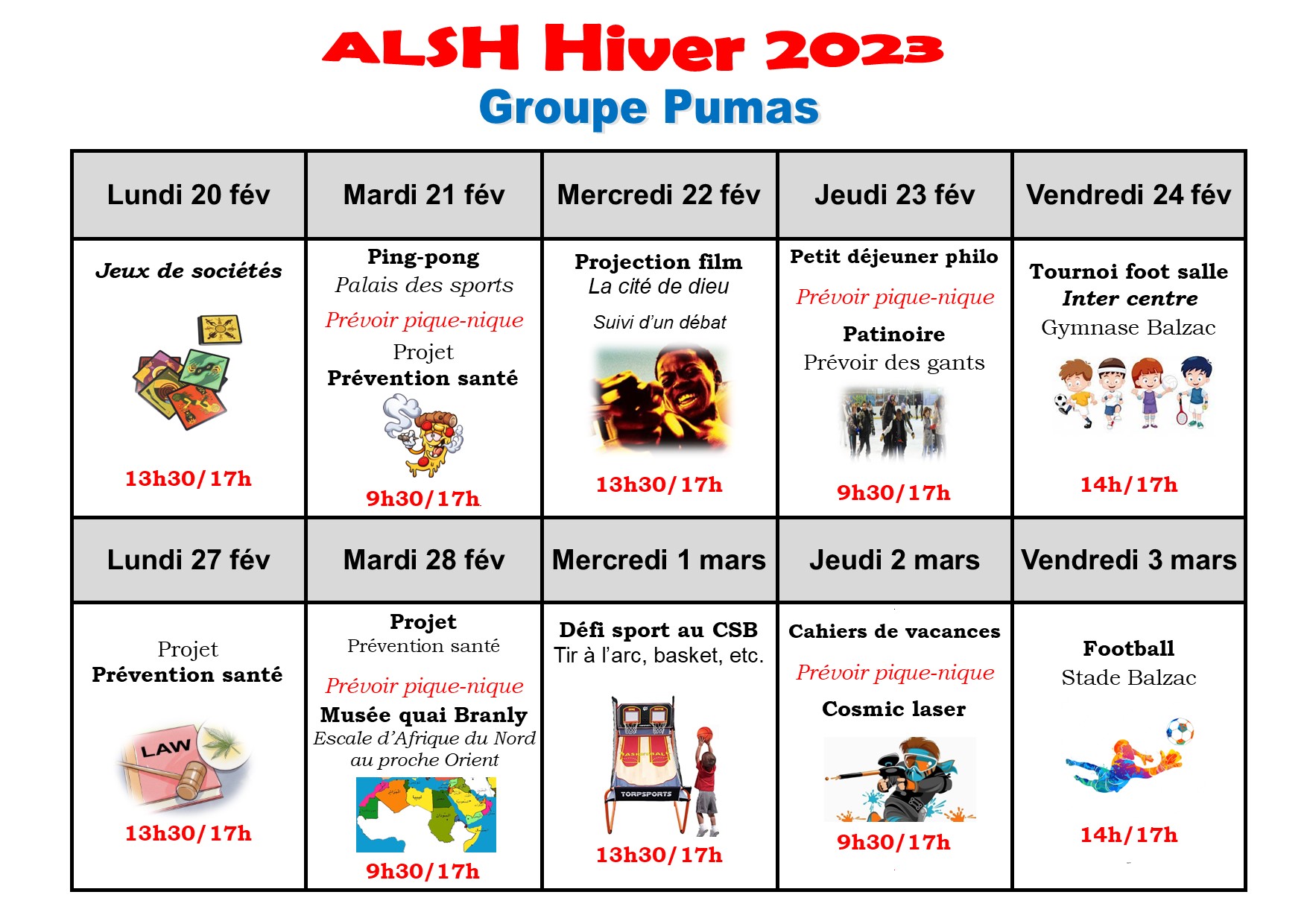 Plannings Centre De Loisirs Vacances D Hiver 2023 Centre Social